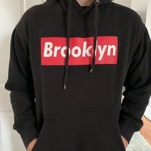 Unisex  Brooklyn logo black hoodie size M